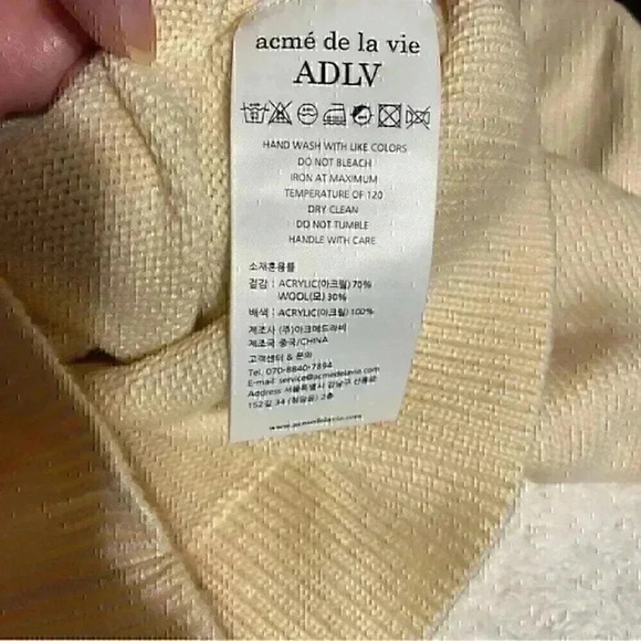 Acme de La Vie Sweater XS Ivory Nordic Bear Pattern Wool Blend Women’s NWT - Picture 8 of 9